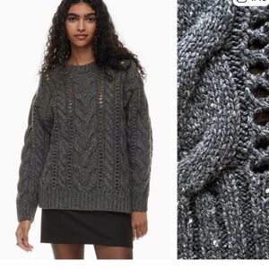 Wilfred Charcoal Cable Knit Sweater wool blend xxs new